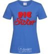 Women's T-shirt Big sister red inscription royal-blue фото