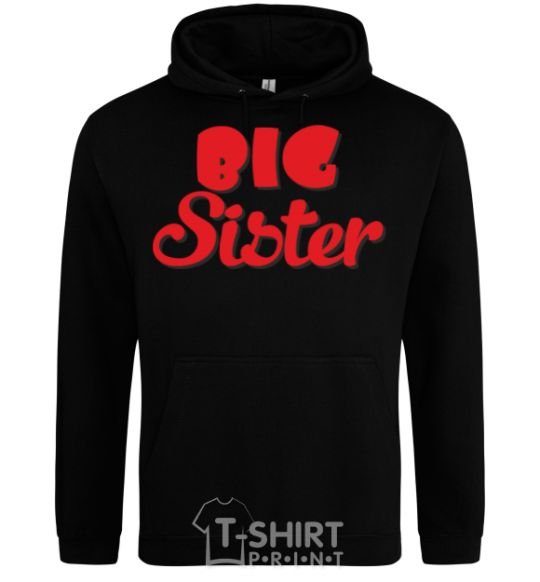 Men`s hoodie Big sister red inscription black фото