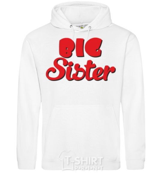 Men`s hoodie Big sister red inscription White фото