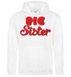 Men`s hoodie Big sister red inscription White фото