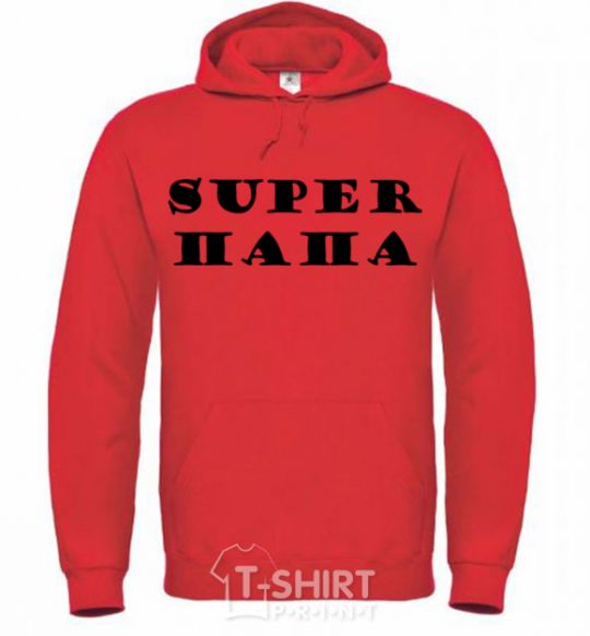 Men`s hoodie Super Dad bright-red фото