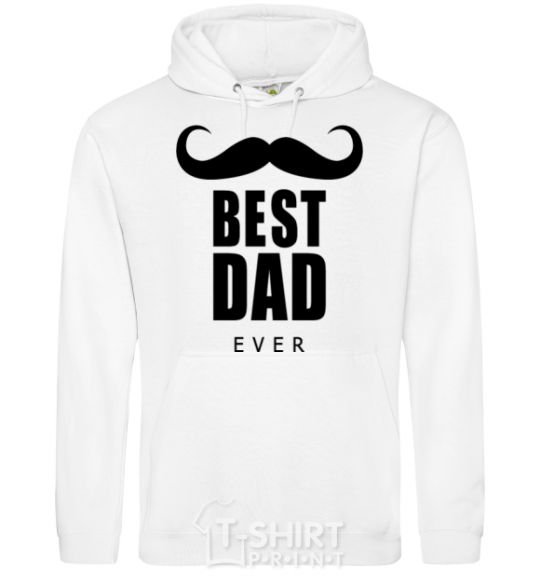 Men`s hoodie Best dad ever with a moustache White фото