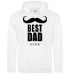 Men`s hoodie Best dad ever with a moustache White фото