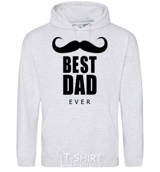 Men`s hoodie Best dad ever with a moustache sport-grey фото