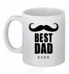 Ceramic mug Best dad ever with a moustache White фото