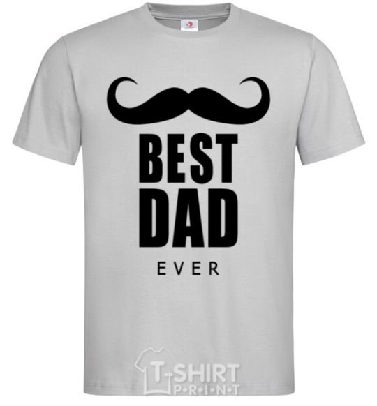 Men's T-Shirt Best dad ever with a moustache grey фото