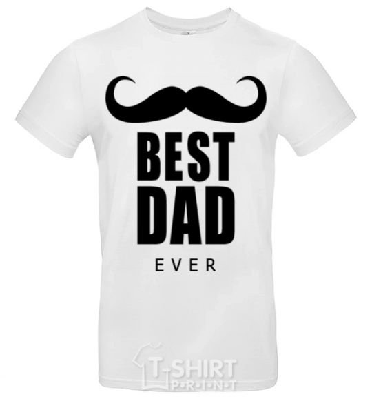 Мужская футболка Best dad ever с усами Белый фото