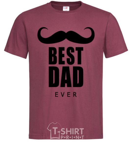 Men's T-Shirt Best dad ever with a moustache burgundy фото