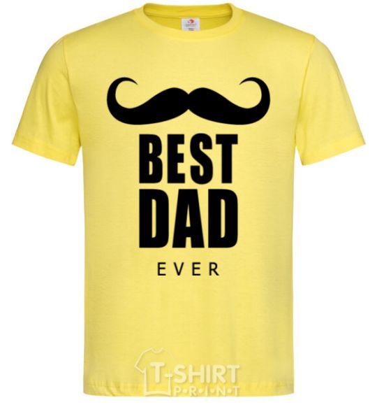 Men's T-Shirt Best dad ever with a moustache cornsilk фото