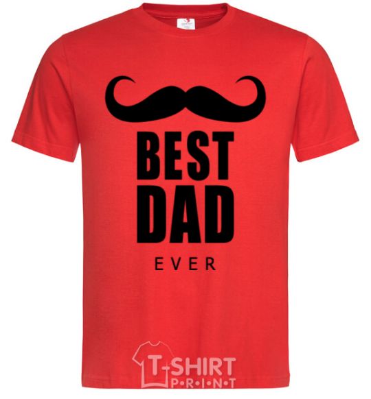 Men's T-Shirt Best dad ever with a moustache red фото