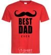 Men's T-Shirt Best dad ever with a moustache red фото