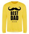 Sweatshirt Best dad ever with a moustache yellow фото