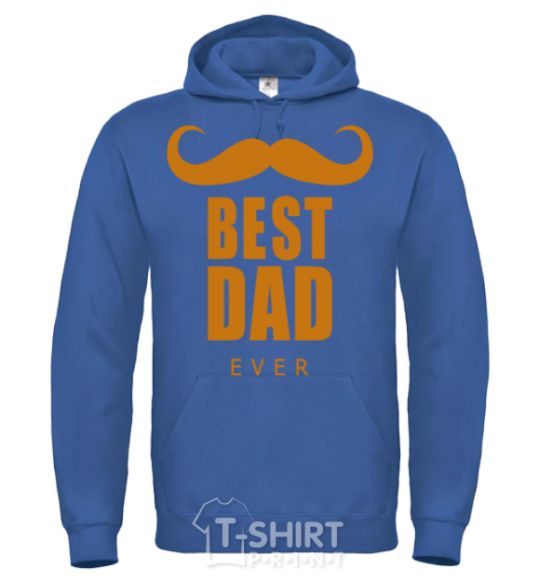 Men`s hoodie Best dad ever with a moustache royal фото