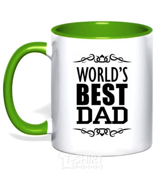 Mug with a colored handle Worlds best dad kelly-green фото