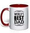 Mug with a colored handle Worlds best dad red фото