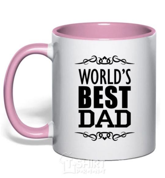 Mug with a colored handle Worlds best dad light-pink фото