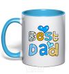 Mug with a colored handle Best dad sky-blue фото
