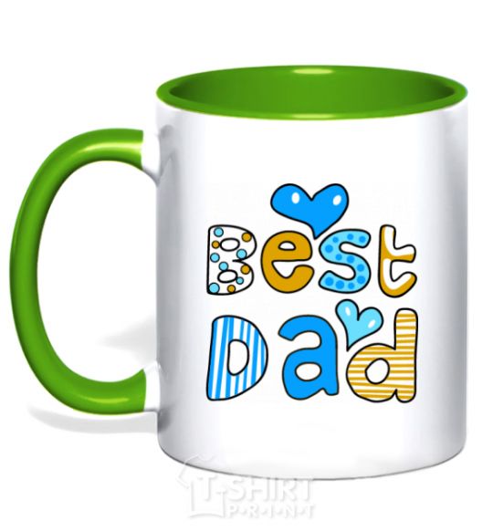 Mug with a colored handle Best dad kelly-green фото
