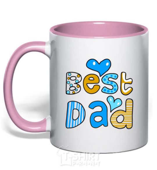 Mug with a colored handle Best dad light-pink фото