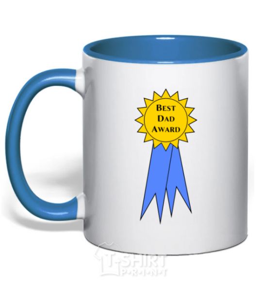 Mug with a colored handle Best dad award royal-blue фото
