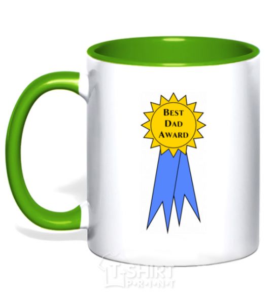 Mug with a colored handle Best dad award kelly-green фото