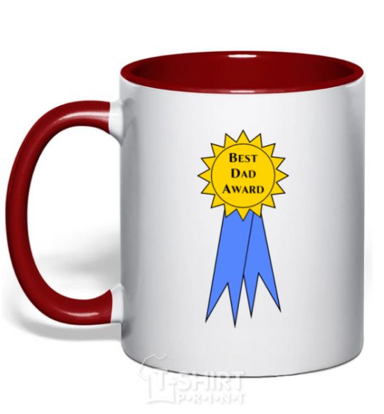 Mug with a colored handle Best dad award red фото