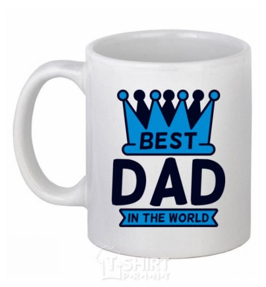 Ceramic mug Best dad in the world crown White фото