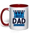 Mug with a colored handle Best dad in the world crown red фото