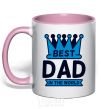 Mug with a colored handle Best dad in the world crown light-pink фото