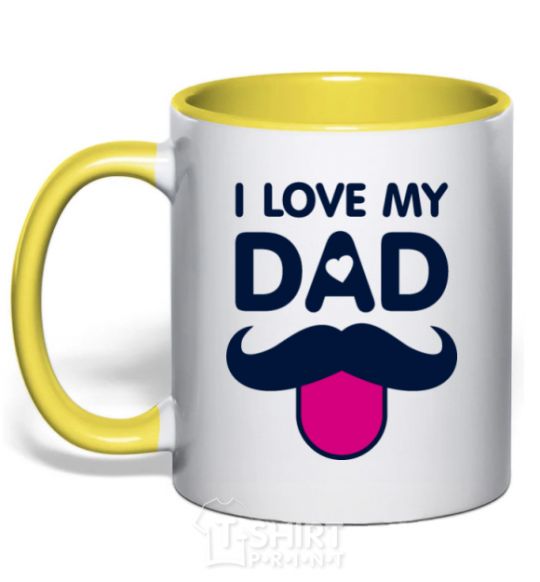 Mug with a colored handle I love my dad exclusive yellow фото