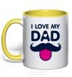 Mug with a colored handle I love my dad exclusive yellow фото