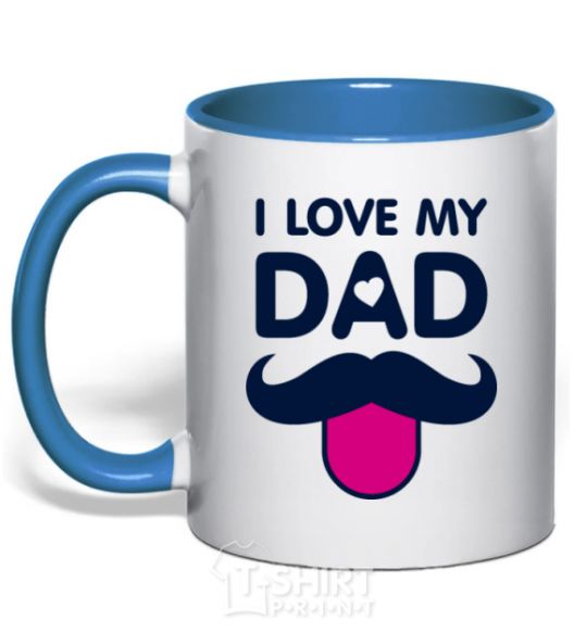 Mug with a colored handle I love my dad exclusive royal-blue фото