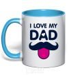 Mug with a colored handle I love my dad exclusive sky-blue фото