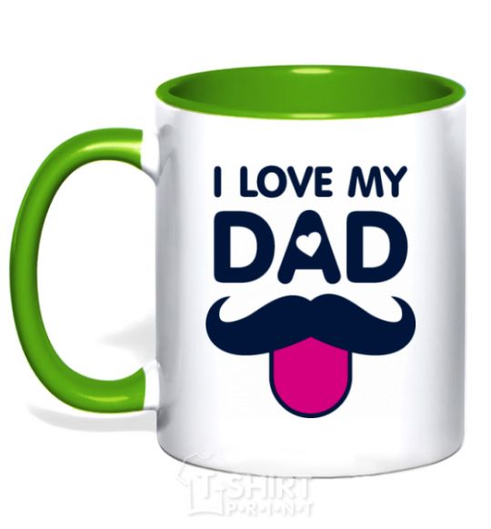 Mug with a colored handle I love my dad exclusive kelly-green фото