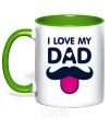 Mug with a colored handle I love my dad exclusive kelly-green фото