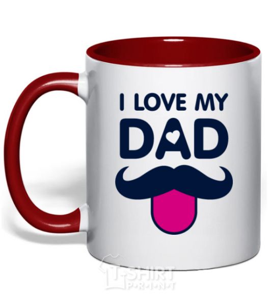 Mug with a colored handle I love my dad exclusive red фото