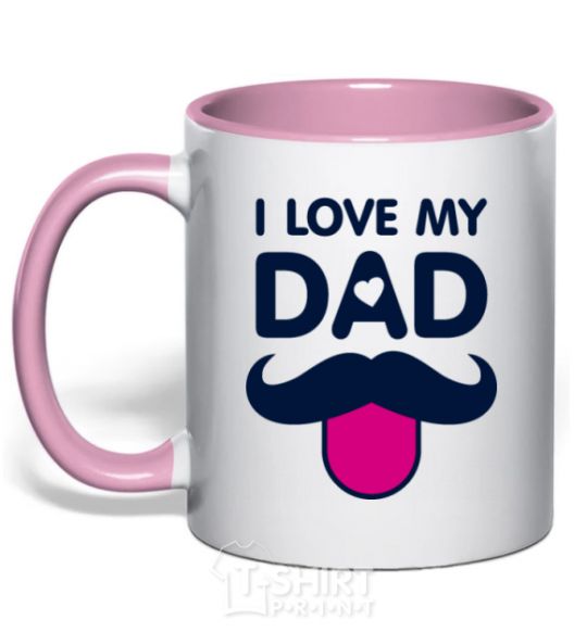 Mug with a colored handle I love my dad exclusive light-pink фото