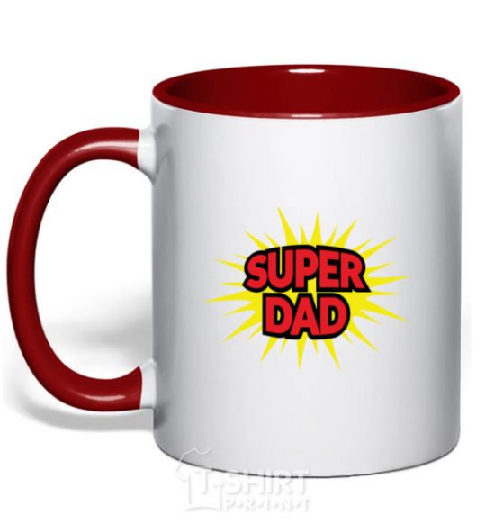 Чашка с цветной ручкой Super Dad Красный фото