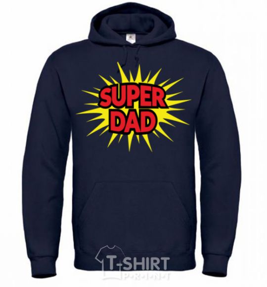 Men`s hoodie Super Dad navy-blue фото