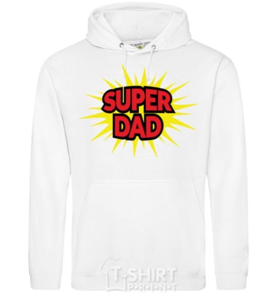 Men`s hoodie Super Dad White фото