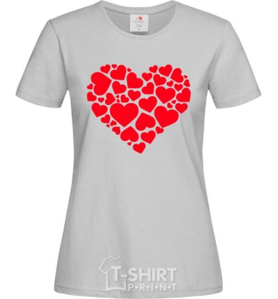Женская футболка Heart with heart Серый фото