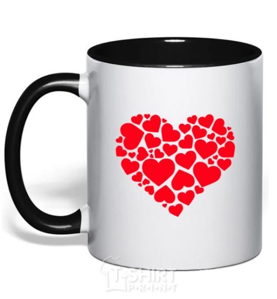 Mug with a colored handle Heart with heart black фото
