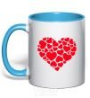 Mug with a colored handle Heart with heart sky-blue фото