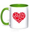 Mug with a colored handle Heart with heart kelly-green фото