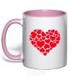 Mug with a colored handle Heart with heart light-pink фото