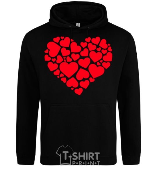 Men`s hoodie Heart with heart black фото