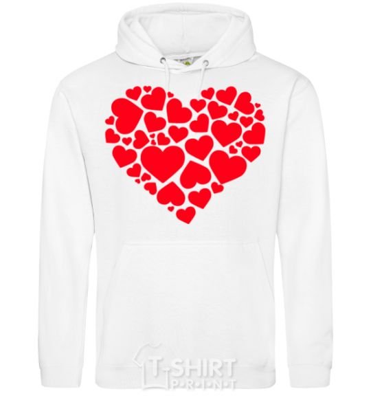 Men`s hoodie Heart with heart White фото