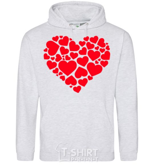 Men`s hoodie Heart with heart sport-grey фото