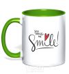 Mug with a colored handle You make me smile kelly-green фото