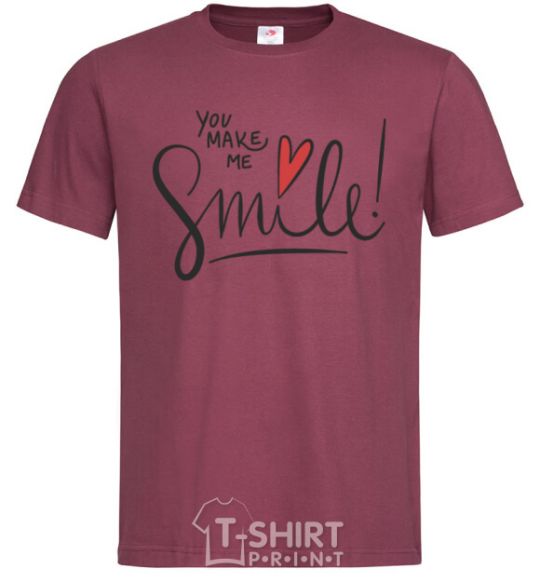 Men's T-Shirt You make me smile burgundy фото